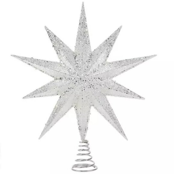 The Christmas Shoppe Electric 10-LED Glitter Star Tree Topper – Silver Light-Up - Picture 8 of 9